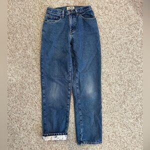 L.L. Bean Women's High Rise Dark Blue Jeans - FLANNEL-lined